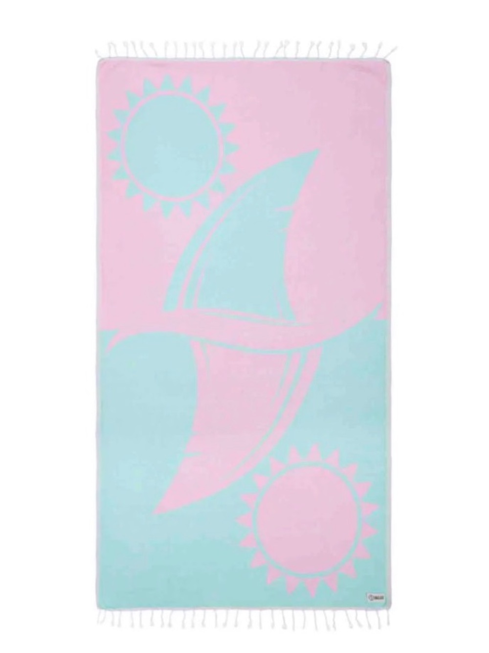 Sand Cloud Basking Shark Cotton Towel Pink Teal Sun Shark fin Pool Beach Lake